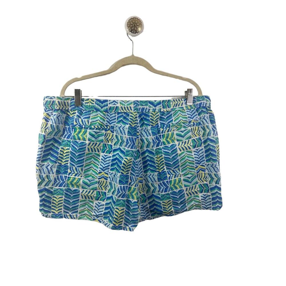 Vineyard Vines Shorts Woman Size XL Blue Pockets Linen Blend Patterned